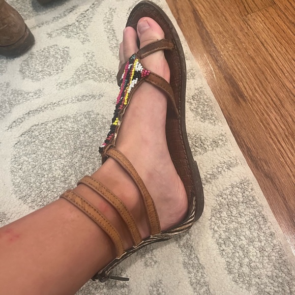 Sam Edelman Gladiator Sandal - Giselle Calf Hair Toe Ring Flat Thong Size 7 - Picture 6 of 6